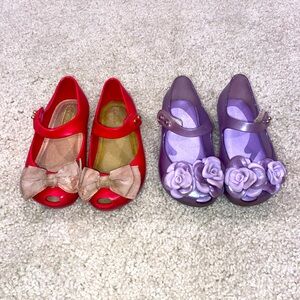 Mini Melissa little girls shoes in pink and purple in size 7